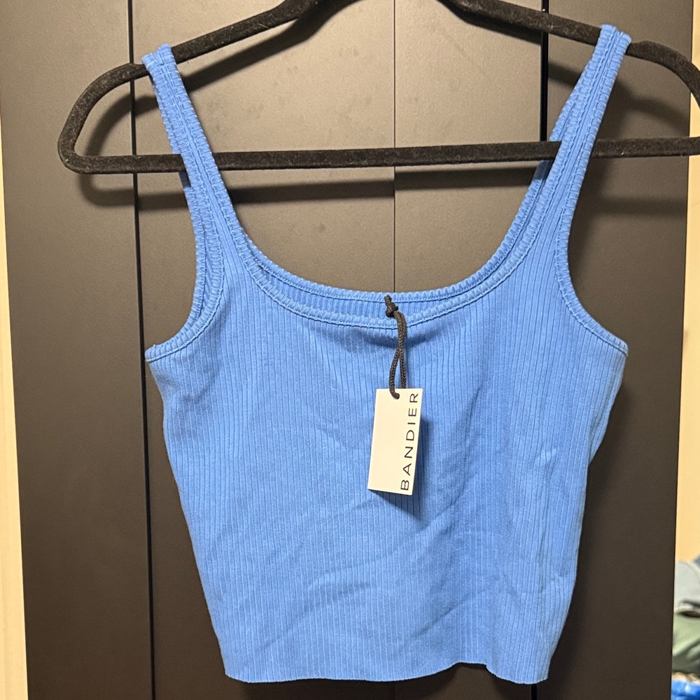 Women's Blue Ribbed Tank Top